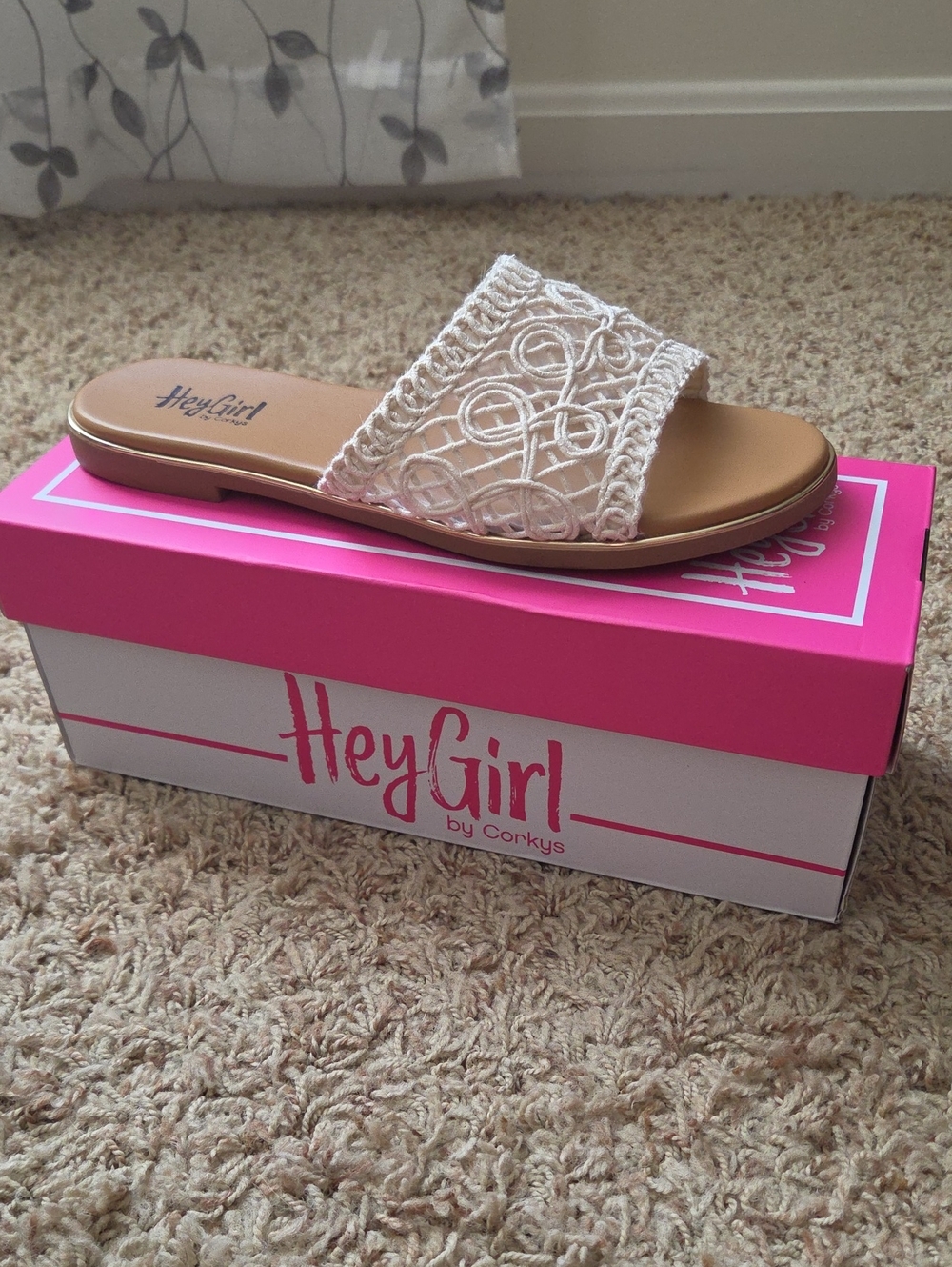 HeyGirl Women's Crochet Slide Sandals in Ivory